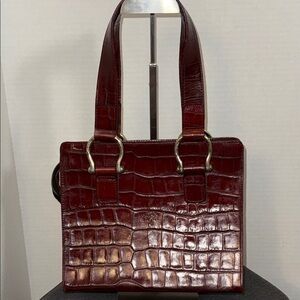 Mulberry Deep Red/Burgandy Crocodile-Embossed Shoulder Bag